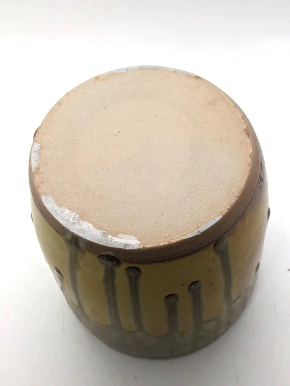 Studio Pottery Pot Vase Planter Yellow Green Drip Glaze Handmade Signed 4.5